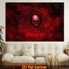 1pc Stylish 2D Flat Printed Wall Tapestry, Red Background, Skull, Runic Circle, Colorful Aesthetics, Bedroom Aesthetics, Suitable for Living Room, Bed