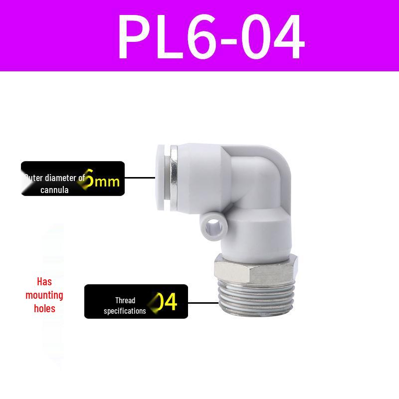 Premium White Male Thread Elbow PL8-02 Pneumatic Connector, 4-M5/6-01/10-03/12-04 Air Tube