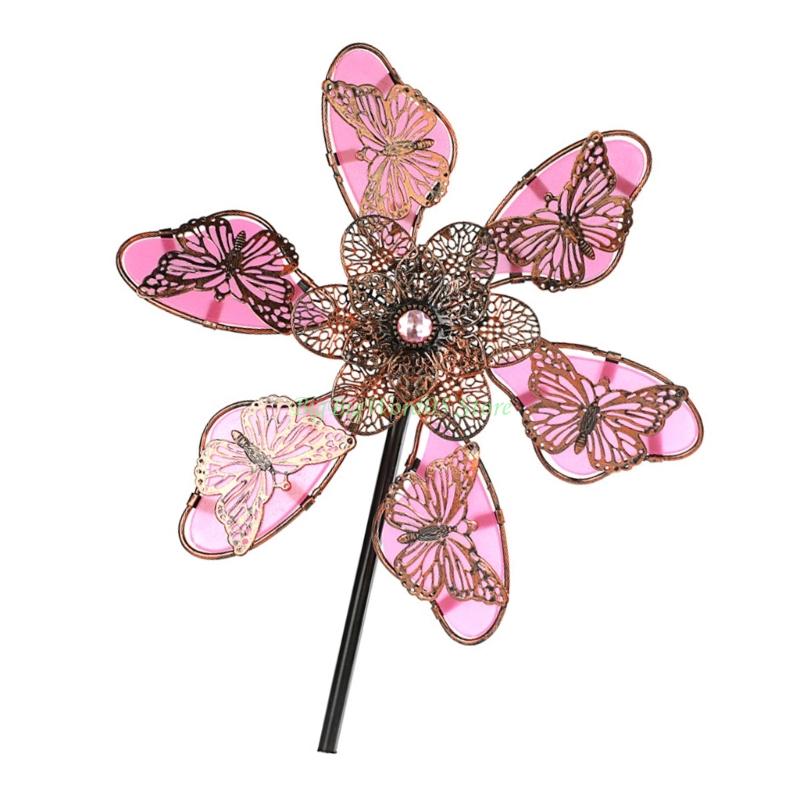 24TE Handcrafted Metal Garden Wind Spinner Sculpture Metal Windmill Stake Weatherproof Yard Art Decoration For Outdoor Spaces