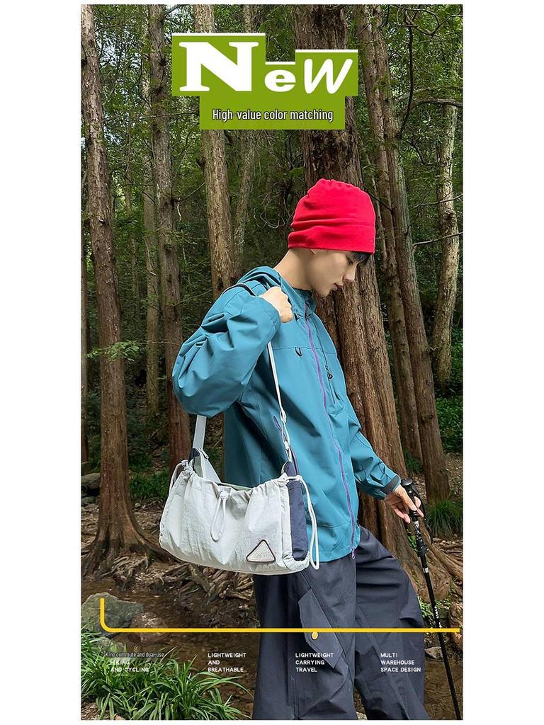 Unisex Color Block Outdoor Crossbody Backpack for Hiking and Mountaineering