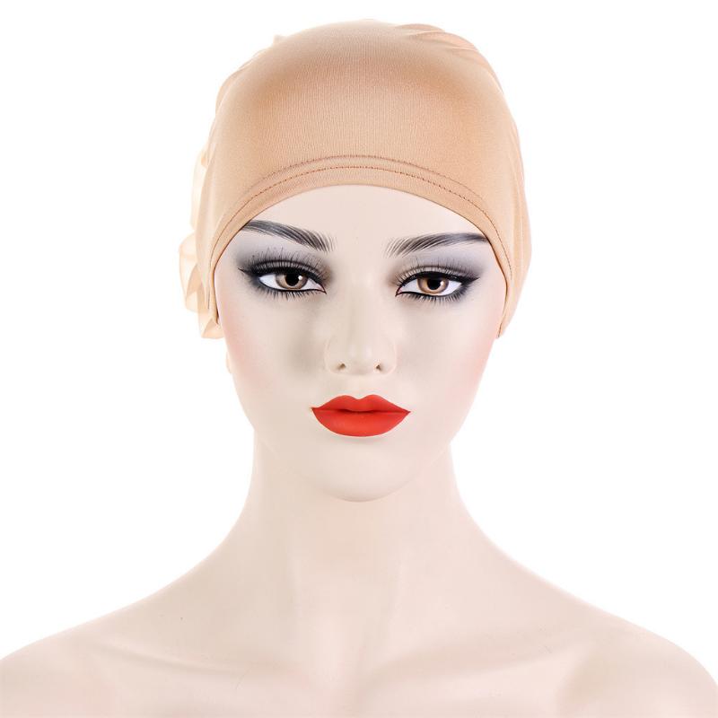KepaHoo Satin Flower Turban Bonnet for Women Muslim Headwear Bandana Caps Islamic Headscarf Hair Bands Hat Indian Headwrap