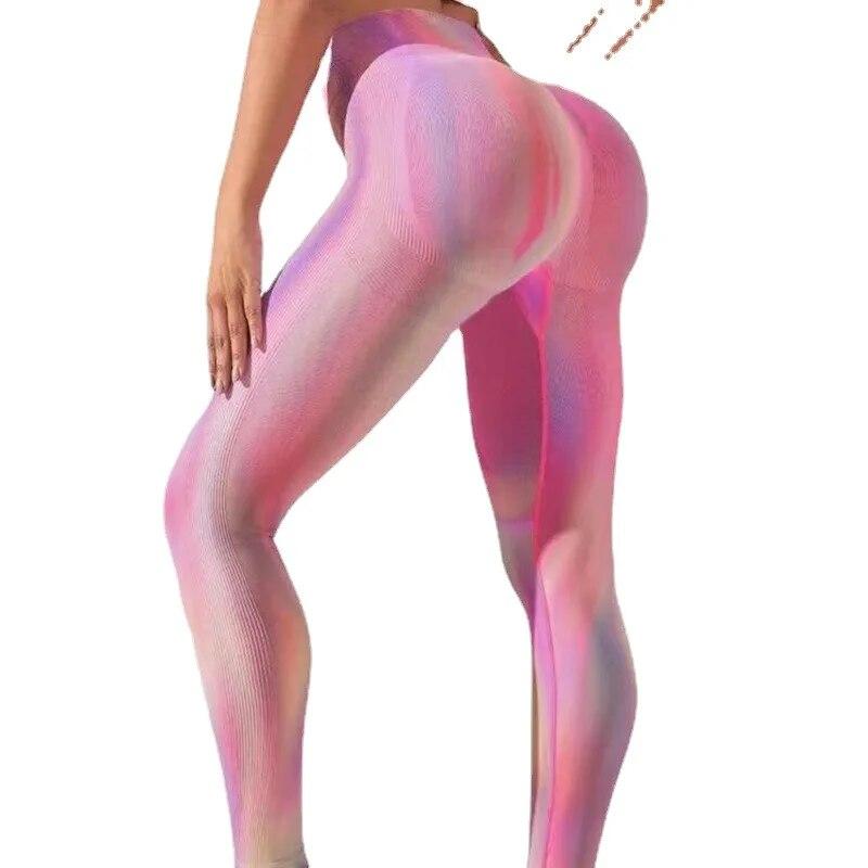 2024 Gradienten Yoga Sport Fitness Leggings Mujer Gym Frauen Hüfte Heben Hosen Eng Anliegende Hohe Taille Nahtlose Kleidung 30686