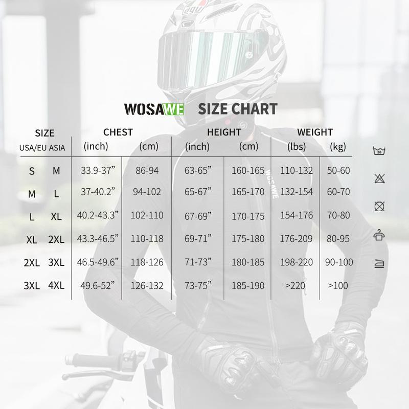 WOSAWE Motorcycle Jacket Body Armor Protection Jackets Motorbike Clothing Moto Riding Back Protectors CE Certification Soft Pads