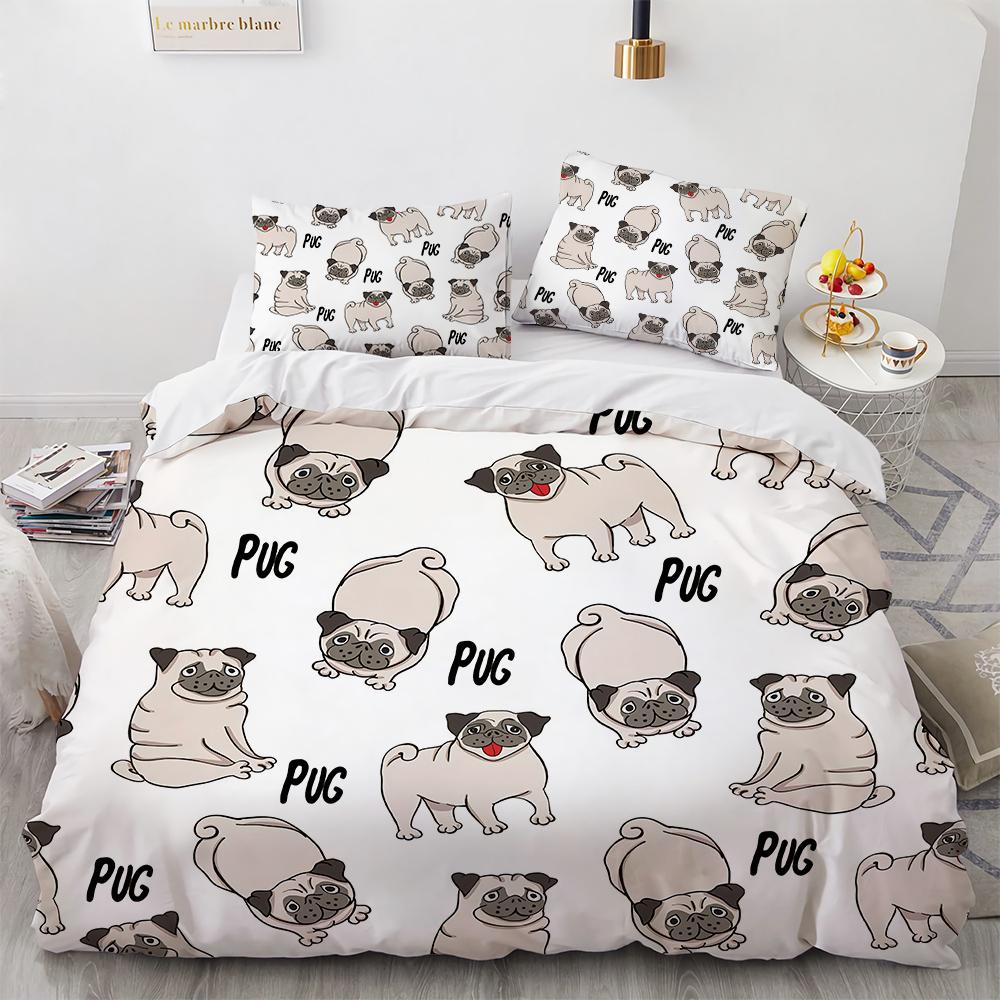 French Bulldog Bedding Set Children Boys Girls Duvet Cover Cartoon Puppy 3pcs Single Double Twin Full King Size Duvet Cover Set