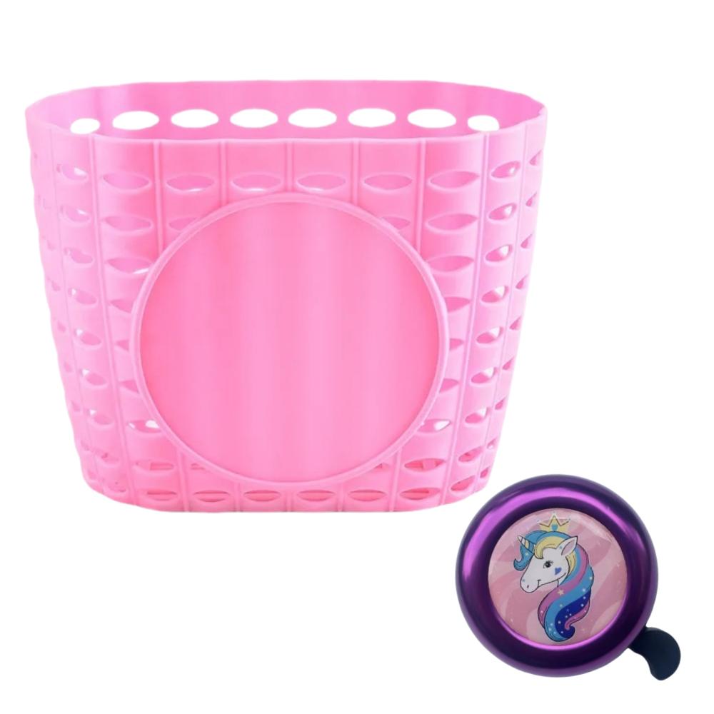 

Kid Bike Accessories, Cartoon Metal Bicycle Bell with Waterproof Plastic Bicycle Basket, Bicycle Decoration Set for Girl Boy