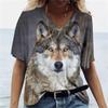 Vrouwen T-shirt Lone Wolf Grafisch 3D Geprint Y2k Mode Elegantie Vintage Korte Mouw Elegant Casual Comfortabel Polyester