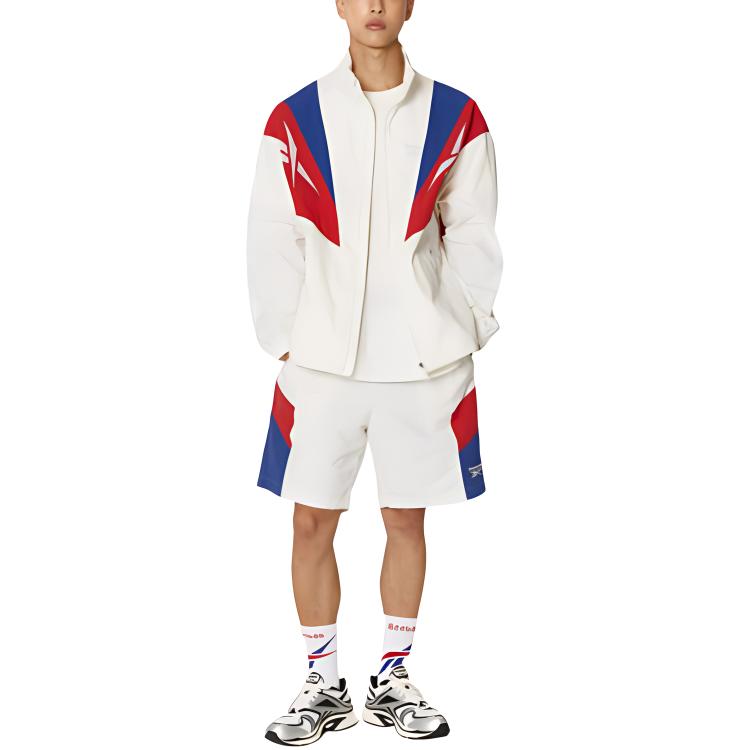 Reebok Twin Vector Zip Collar Color Block Long Sleeve Windbreaker Men Windbreaker Off-White REJU4EJ39OW