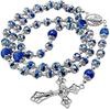 Nazareth Store Deep Blue Crystal Beads Rosary Blue Agate Glory Stone Prayer Miracle Medal & Cross Religious Rosary Bead Collection