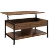 Lift-top Coffee Table Living Room Table Hidden Compartment 2 Lower Shelves 100 X 80 X 60 Cm Rustic Brown Black