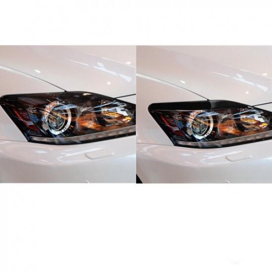 For Lexus IS250/300 06-12 Glossy Piano Black Headlight Eyelid Eyebrow Trim Decal