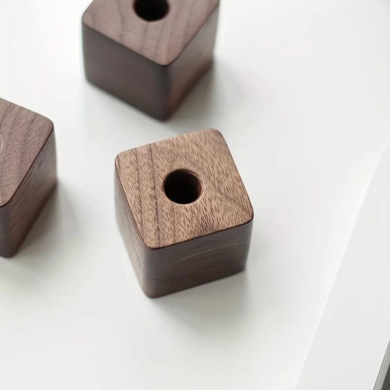 1pc Nordic Walnut Decoration Wall Solid Wood Pen Holder Living Room Study Desk Creative Log Storage Pen Holder