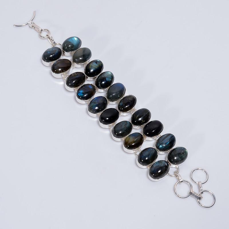 

Fabulous Top Grade Qualite 100% Natural Labradorite Oval Shape Ethnic Style Handmade Jewelry 925 Steling Silver Plated Bracelet 6-8 WSJ5106 срібний