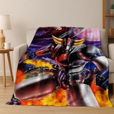 2026 Ny UFO-robot Grendizer U Tecknad Flanellfilt, Mysig Mjuk Pläd för Hem Sovrum Säng Soffa Picknicköverdrag Gåva Barn