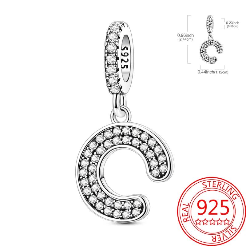 Copper 26 Letters Alphabet Charms Bead Inlaid Shiny Zircon Diy Love Letters Jewelry Gift Fit Original Bracelet For Women