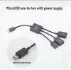 Micro USB OTG Hub Expansion Dock: One-to-Three Splitter with Power Supply for Mobile and Tablet.