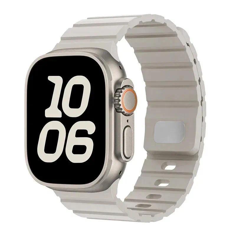 

Silicone Strap Magnetic Band for Apple Watch 46mm Ultra 3 49mm 46mm 45mm 44mm 41mm 42mm 40mm for iWatch Series 11 10 9 8 7 6 SE3 38 40 41 S11-10-42mm