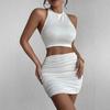 Summer Women 2PCS Bodycon Set, Sleeveless Halter Bandeau Tank Top, Fashion Sexy Casual Outfit for Women