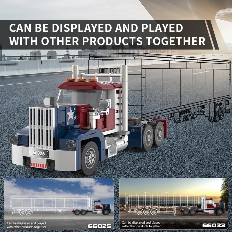 268PCS Blocuri de Construcție Cap Camion American Creative Conectabile Model Remorcă Container Cărămizi Jucării DIY Pentru Copii Cadouri de Sărbători