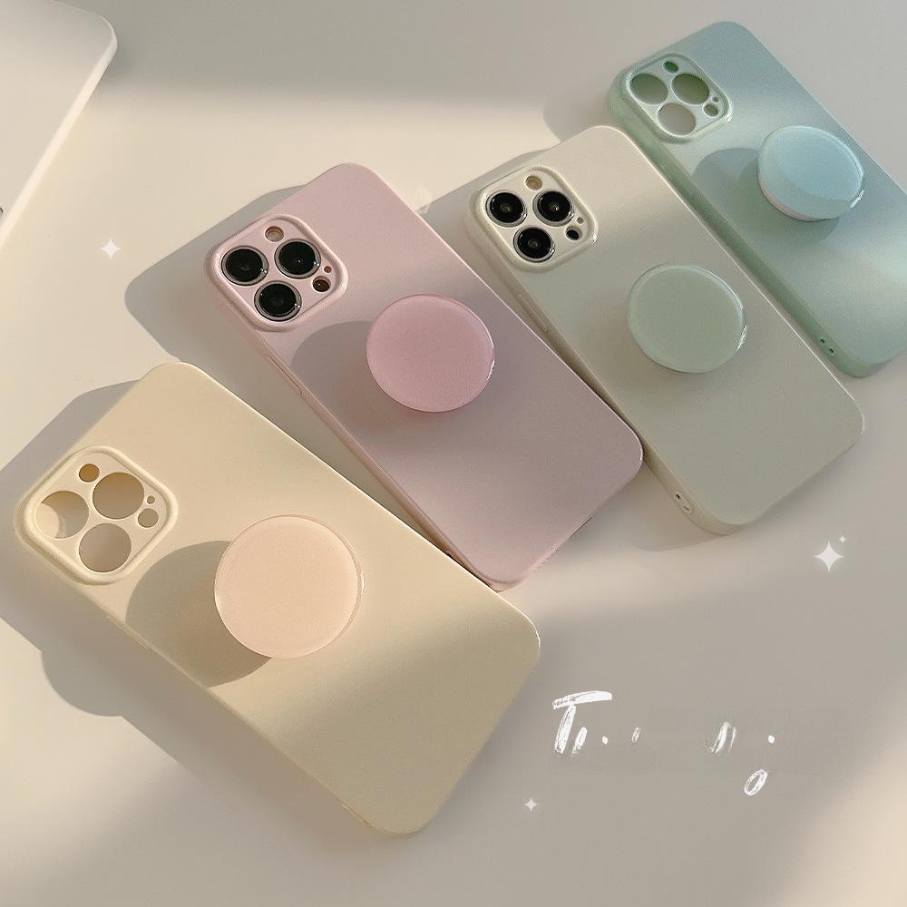 Dopamine Apple iPhone Case: 15 Pro Max, iPhone 14/13/12, Pure Color, Soft, Simple Design with Bracket.