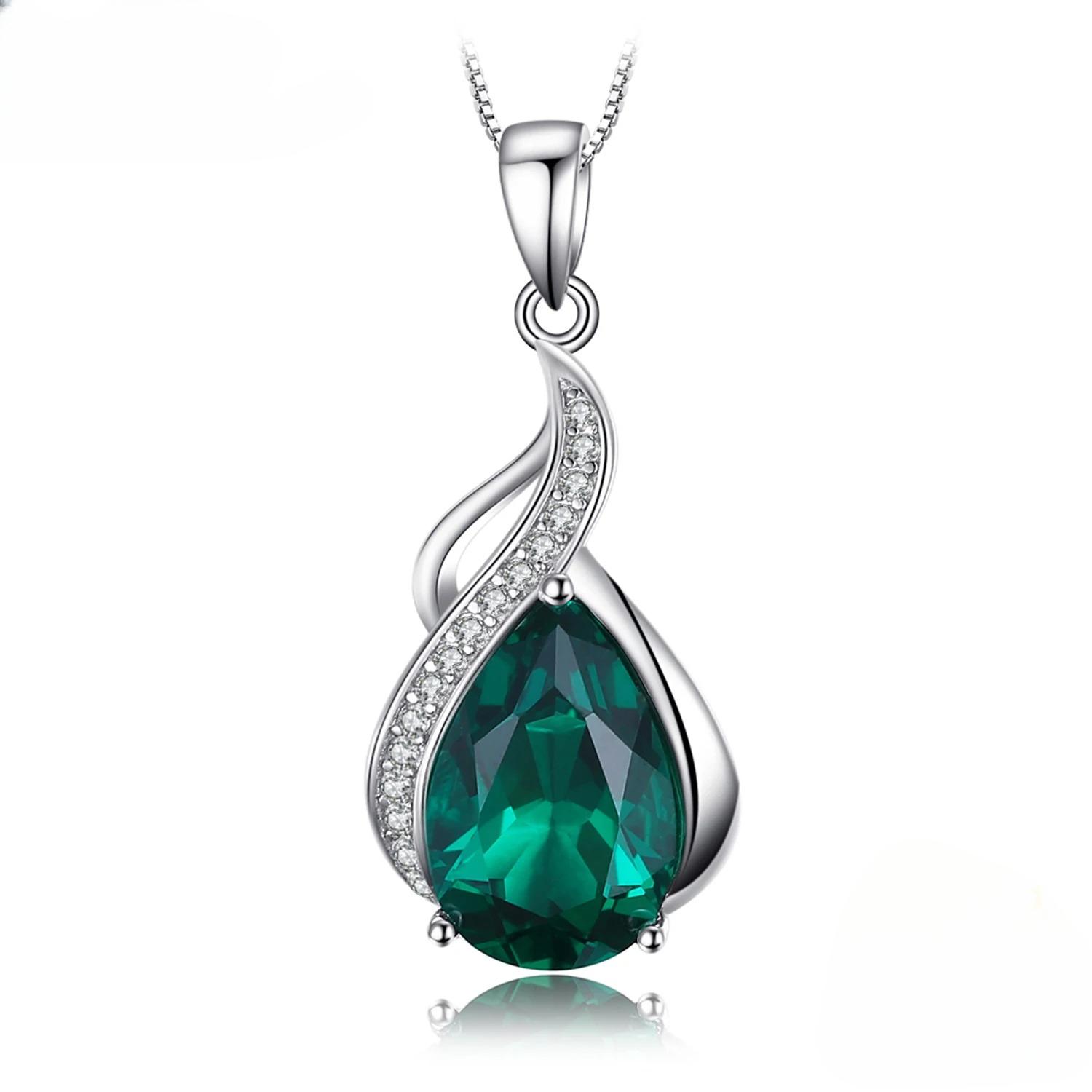 

Jewelry Palace Simulated Nano Emerald 925 Sterling Silver Pendant Necklace for Woman No Chain зелёный