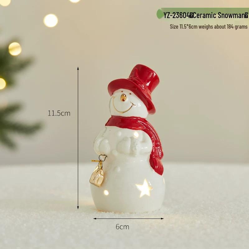 Christmas Ceramic Glowing Tree House Ornament - Desktop Scene Decoration Prop & Gift