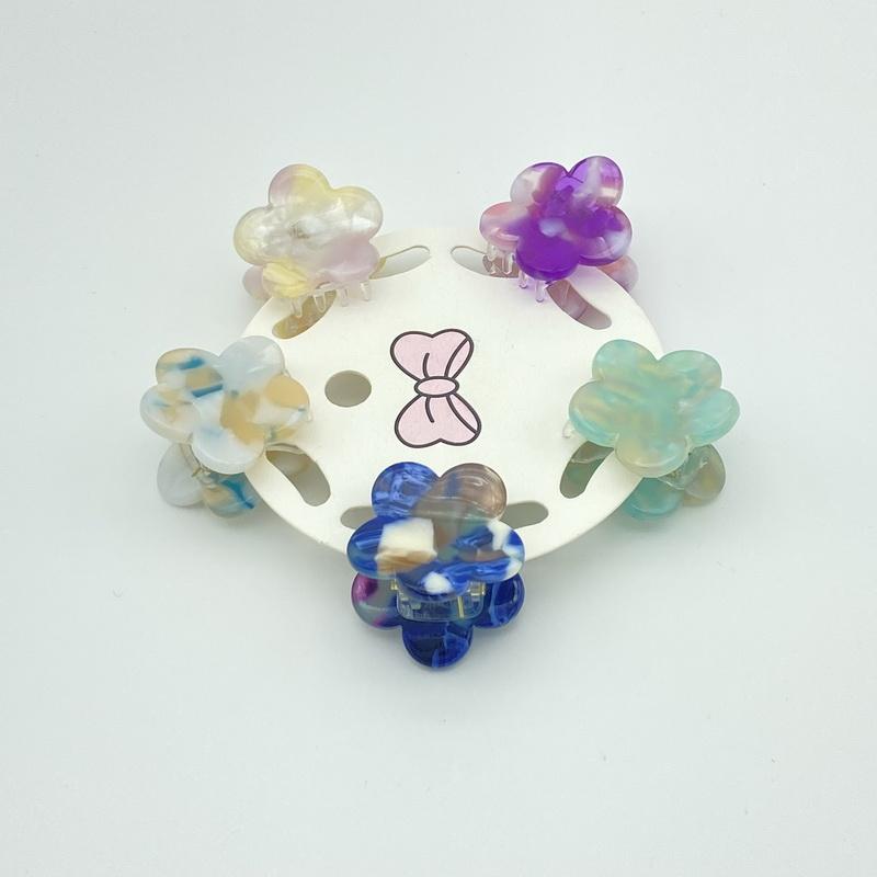 5pcs /set Small Acetate Hair Clip Claw for Girls Flower Hairpin Kids Bear Heart Hairclip Women Seashell Hair Crab Accessoires