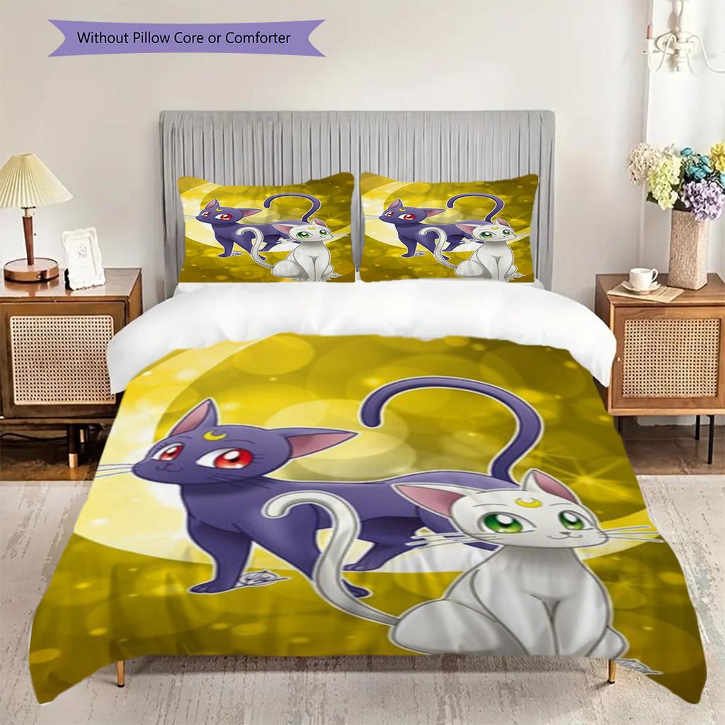 Cute cartoon theme Sailor Moon Tsukino Usagi cartoon comfortable home duvet cover and pillowcase (1 * duvet cover+2 * pillowcase, without core)A7