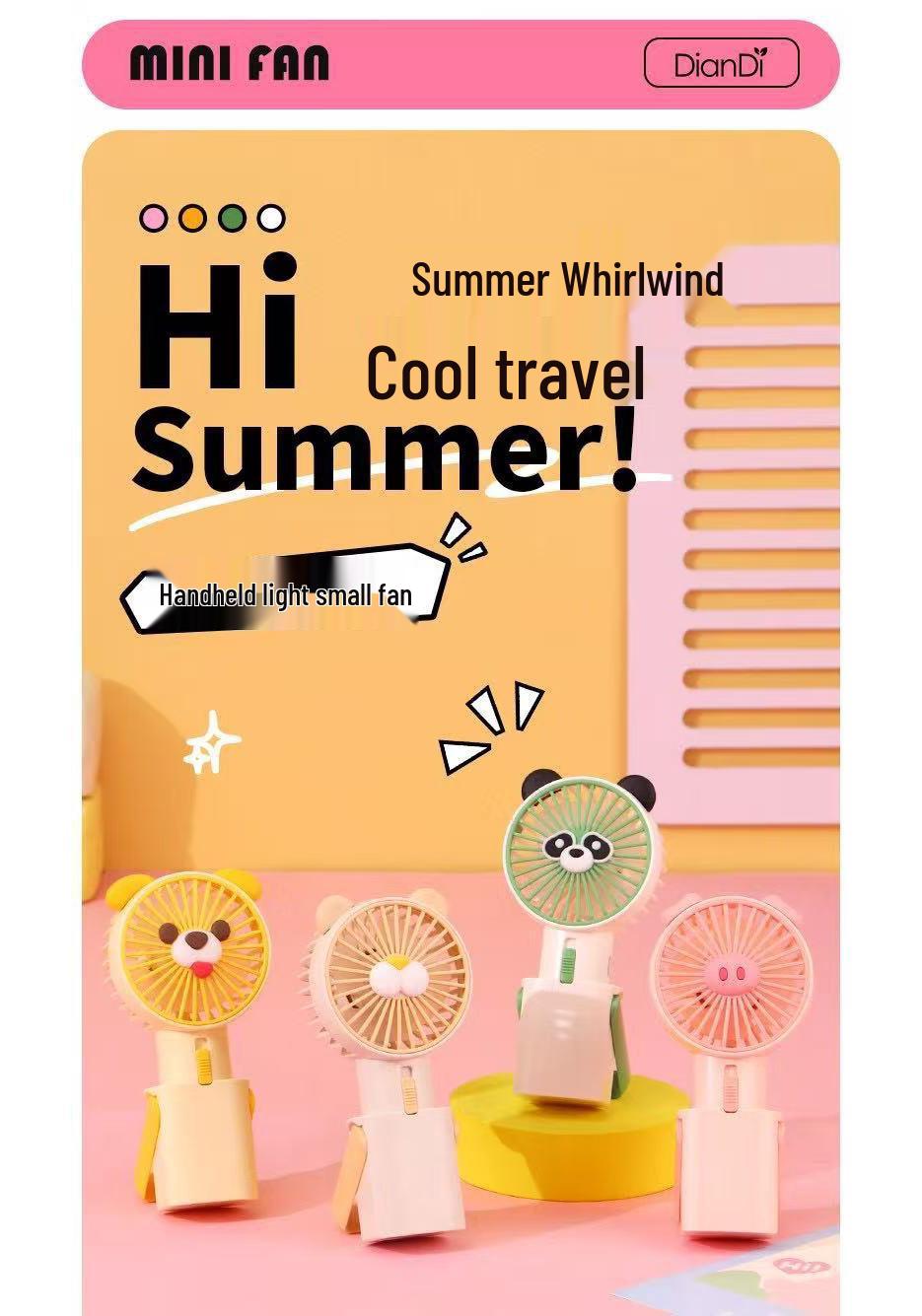 Portable Two-Speed USB Rechargeable Handheld Mini Fan with Light 1