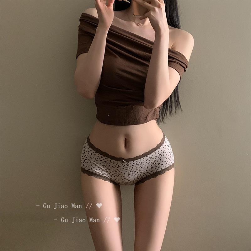 Braguitas de Algodón con Estampado de Leopardo para Niñas, Nuevas, Antibacterianas, Entrepierna de Algodón Completo, Cintura Media