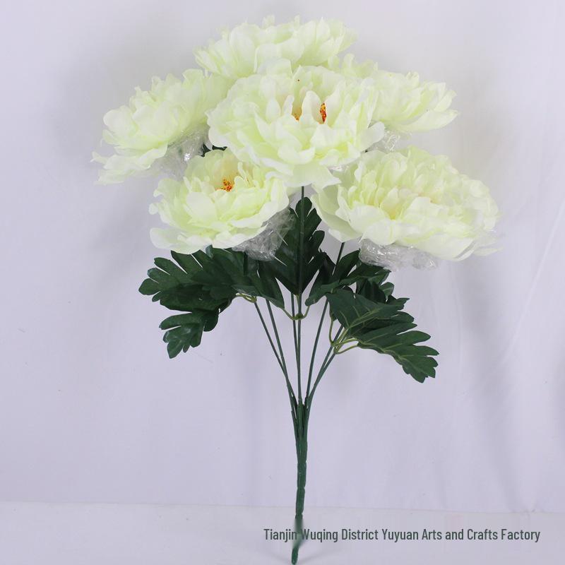 Qingming Festival Peony & Chrysanthemum Grave Decorations - Artificial Flower Ornaments for Tomb Sweeping