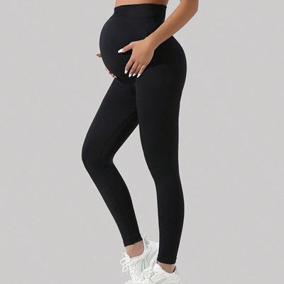 Moda solidne damskie spodnie do jogi w ciąży z wysokim stanem Slim Fit ćwiczenia bezszwowe legginsy do jogi damskie Casual Push Up joga w ciąży Joggings 24416