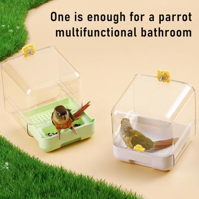 No Mess Bird Cage Feeder 2 In 1 Transparent Parakeet Bathtub with Bottom Drawer Multi-functional Shower Box for Budgies