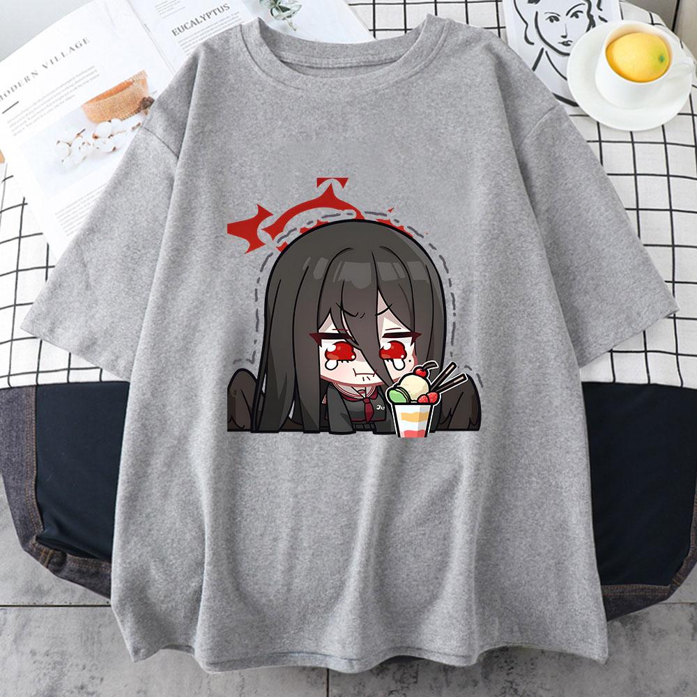 Blue Archive Hasumi Shirt Sad Girl Tshirt 100 Cotton Tshirt Short Sleeve Unisex Tees Youthful Vitality Classic Type Tshirts