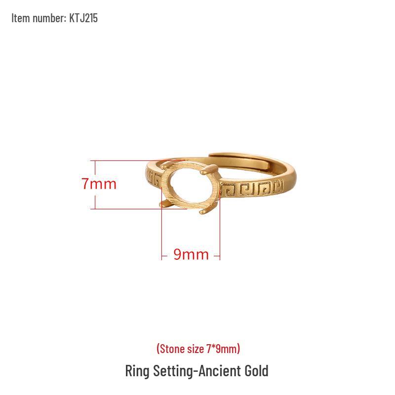 

S925 Silver Unisex Handmade Simple Retro Amber Inlaid Ring Setting