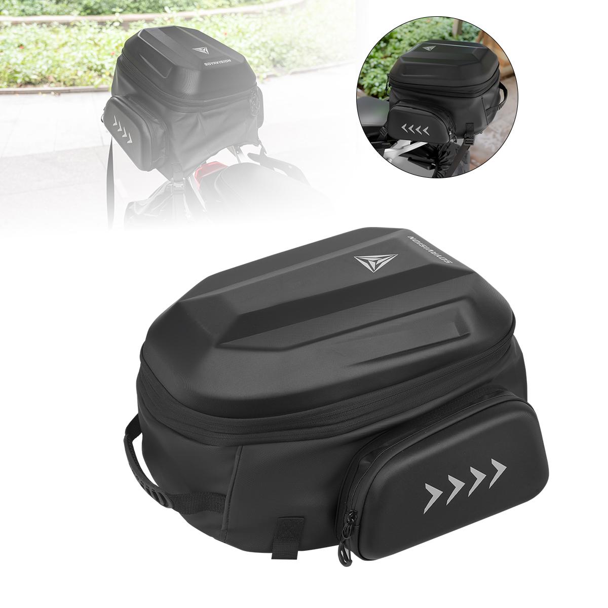 EVA Hard Shell Motorcycle Rear Seat Bag Expandable Motor Backpack Outdoor Motocross Trunk Tail Bag Pannier Luggage Waterproof чёрный