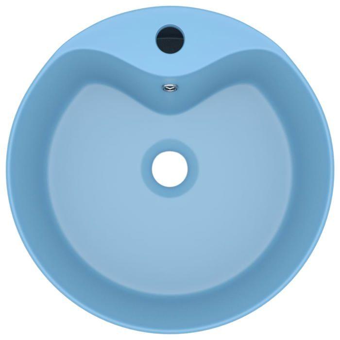VidaXL Lavabo de Luxe avec Trop-plein Vasque à Poser de Toilette Lave-mains de Salle de Bain Salle Cosmétique Maison Bleu 147033