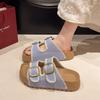 2025 Summer New Belt Buckle Round Head Open-toed Casual Cool Slippers Women's Korean Version Thick-soled Small Fragrant Beach Sandals