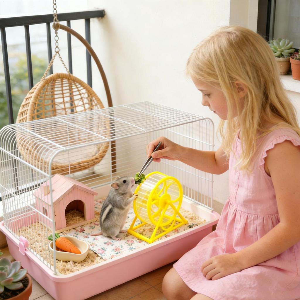 Quiet Hamster Wheel Silent Breathable with Stand Hamster Exercise Wheel for Cage Running for Small Medium Breeds Golden Bears