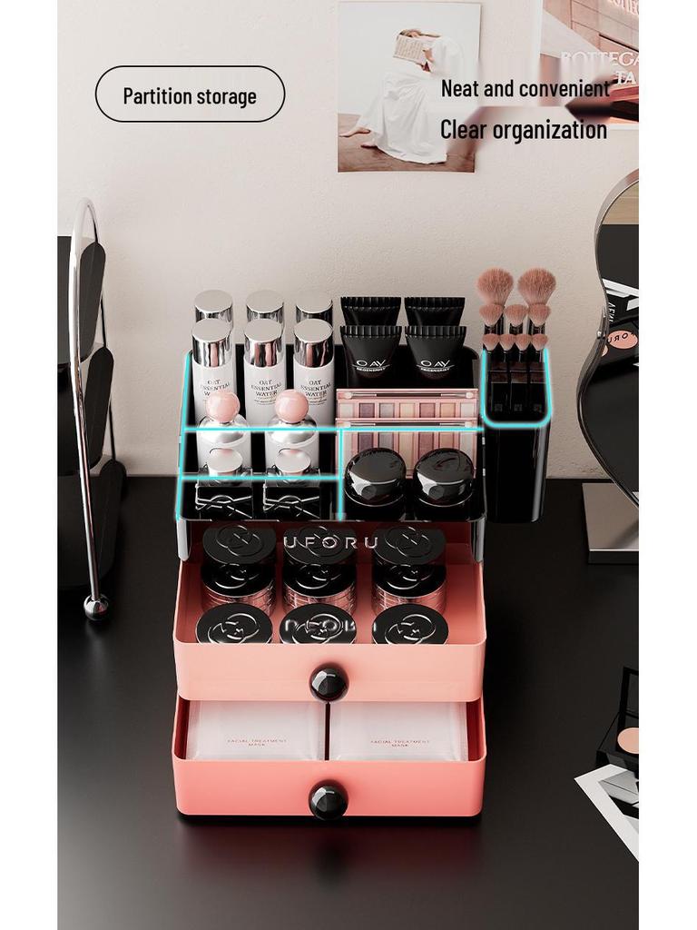 Multifunktionale Kosmetikaufbewahrungsbox mit Schublade - Große Kapazität für Schlafzimmer & Schminktisch