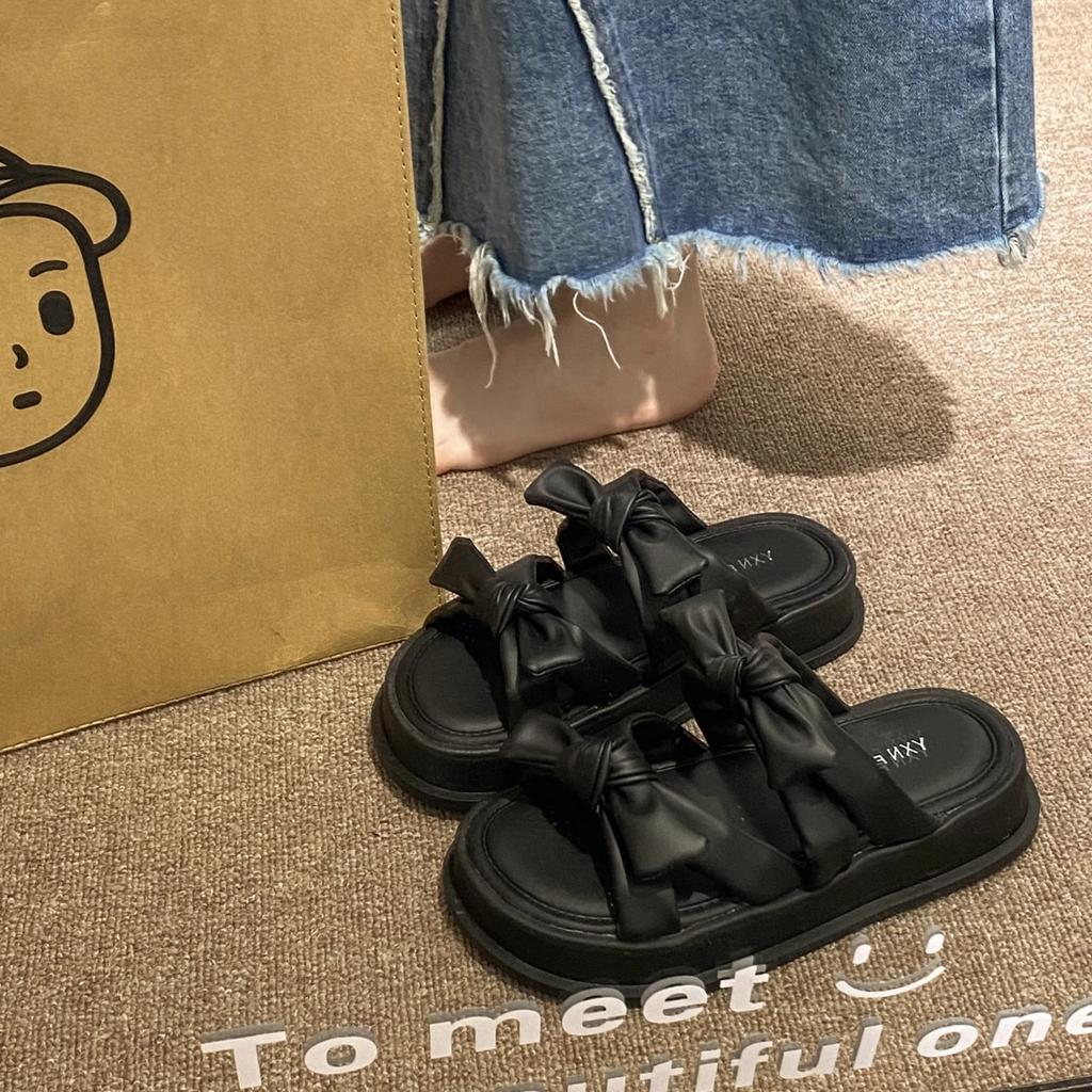 Thick-soled Cool Slippers Women's Summer Wear Exquisite and Beautiful Bow Sandals New Fashion Beach