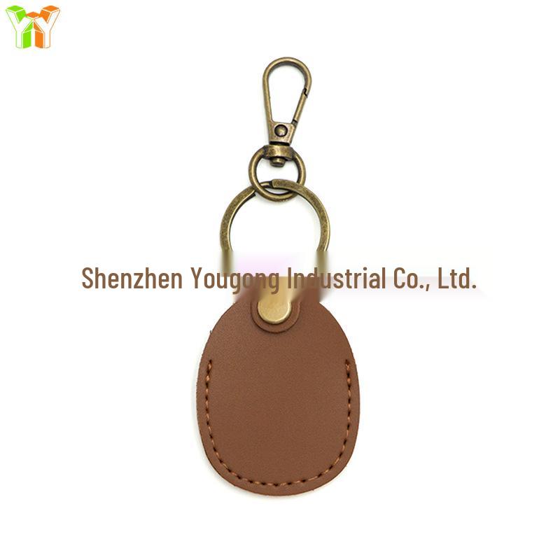 Airtag Locator Leather Keychain Protective Cover with Card Holder