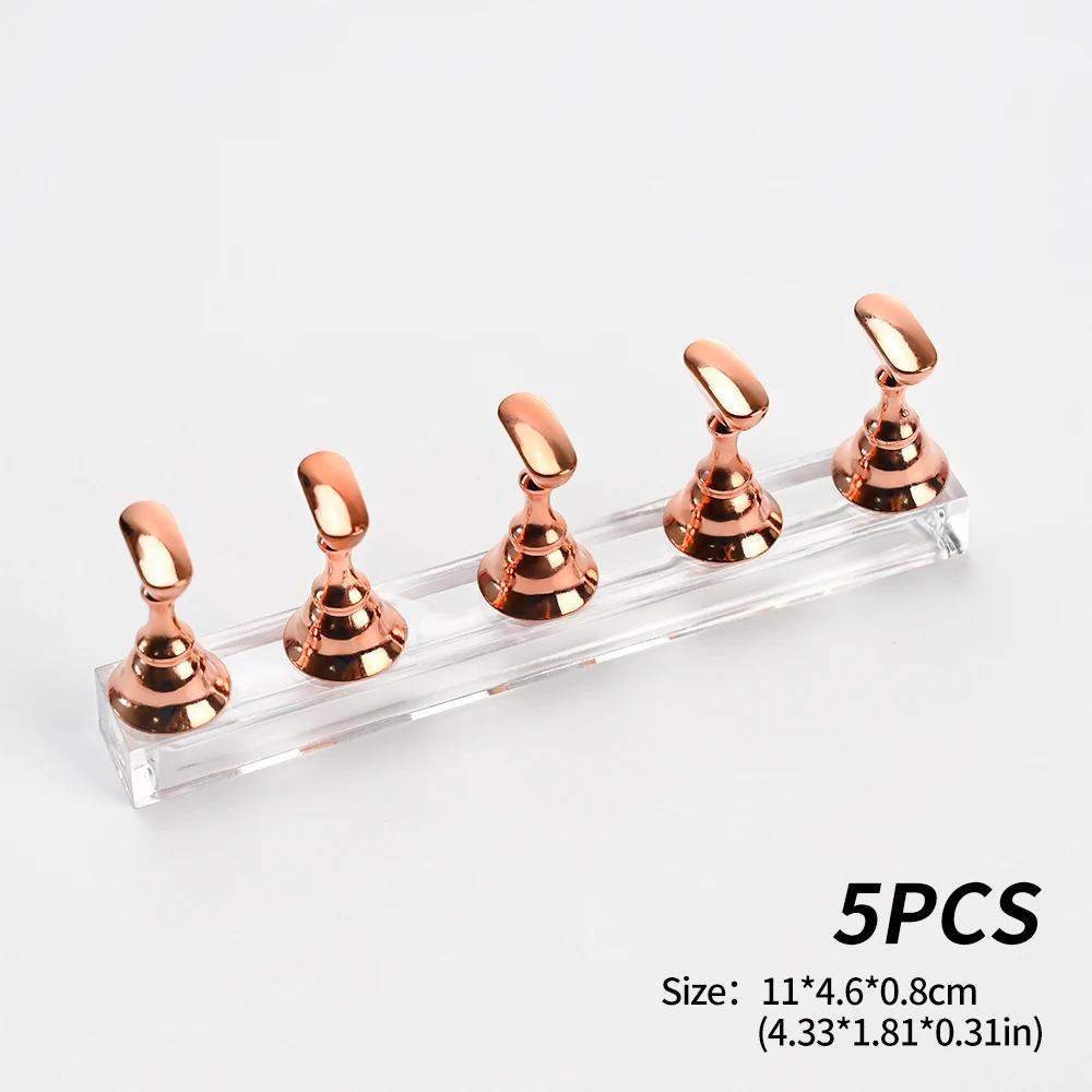 5pcs Magnetic Nail Stand for Press On Nails Display Fake Nail Nail Tips Practice Holder with Reusable Putty Nail Beginner Diy