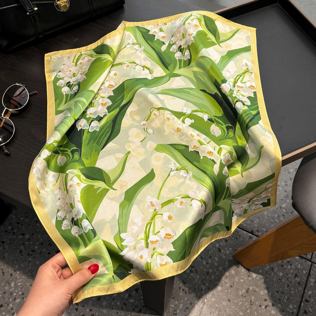 100% Pure Silk Scarf Women Neck Hair Foulard Square Headband Scarves Bandana Fashion Hijab Print Poncho Scarves Pashmina