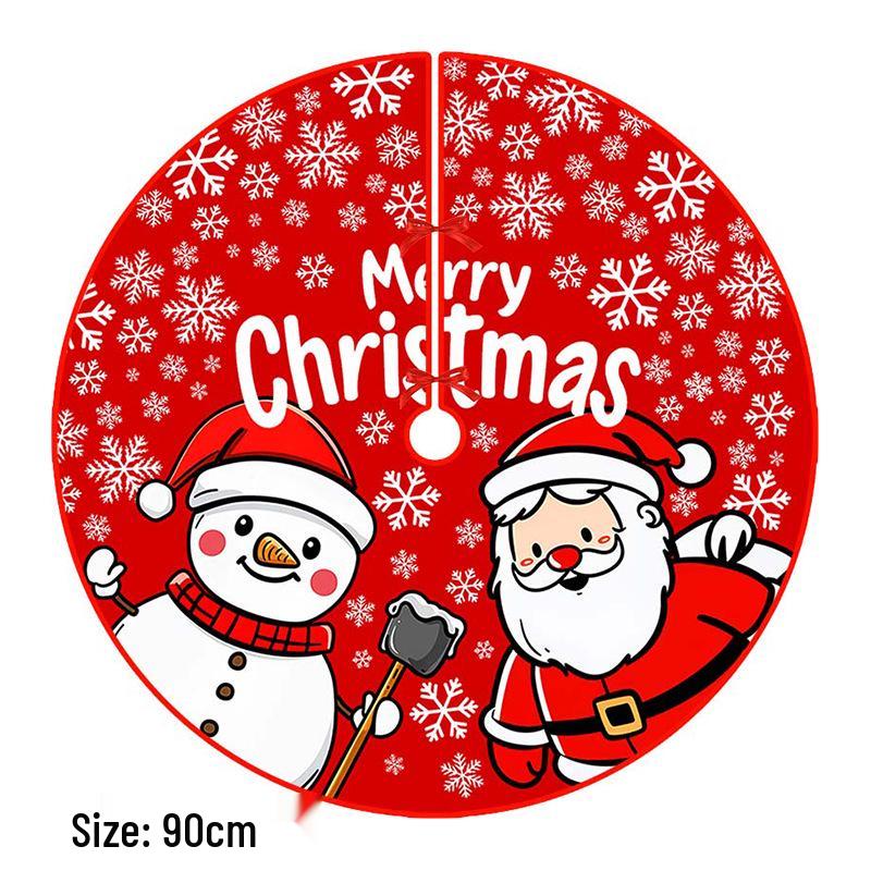 Creative Cartoon Print Christmas Tree Skirt - Festive Home & Party Decoration