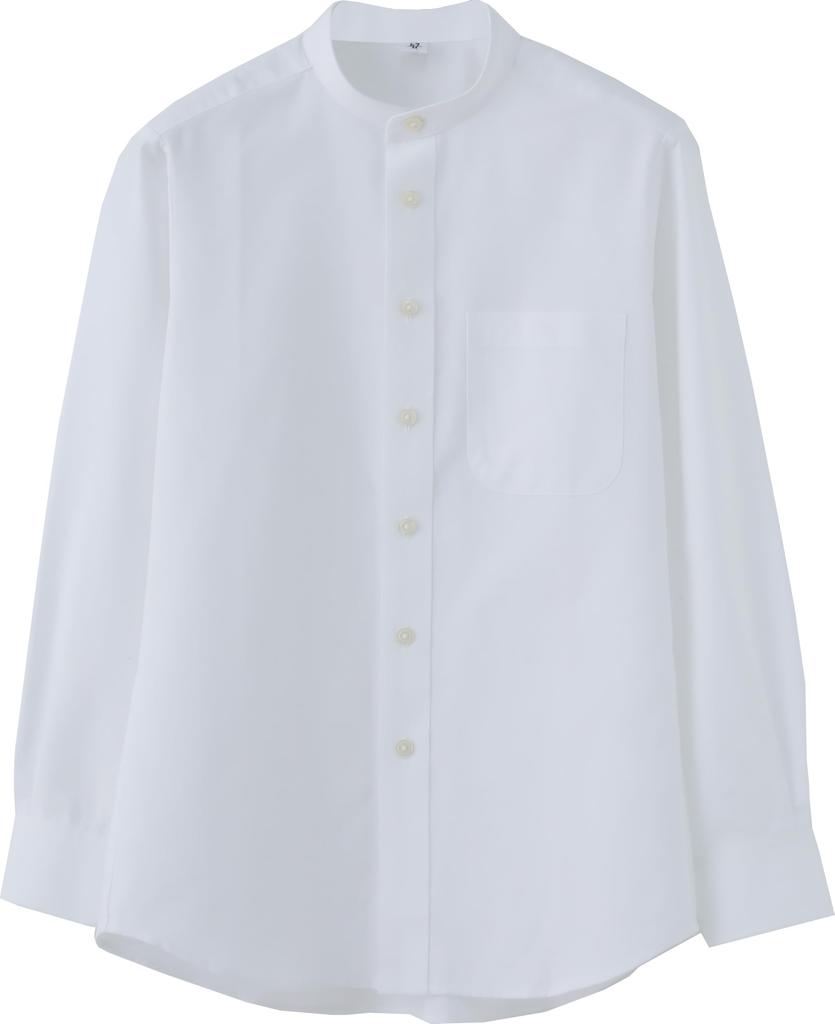 Seven Uniform GH7021-0 Long Sleeve Stand Collar Oxford Shirt, White, Size M
