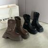 [Fanfna] British Martin Boots Women's 2025 Autumn New Versatile Retro Skinny Thick-soled High Short Boots