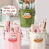 Diy Funny Large Mouth Pen Holder Cute Large-Capacity Pencil Holder Durable Stationery Container Makeup Brush Storage Bucket