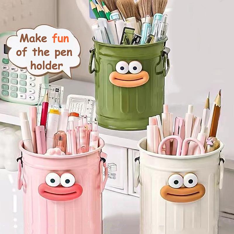 Diy Funny Large Mouth Pen Holder Cute Large-Capacity Pencil Holder Durable Stationery Container Makeup Brush Storage Bucket