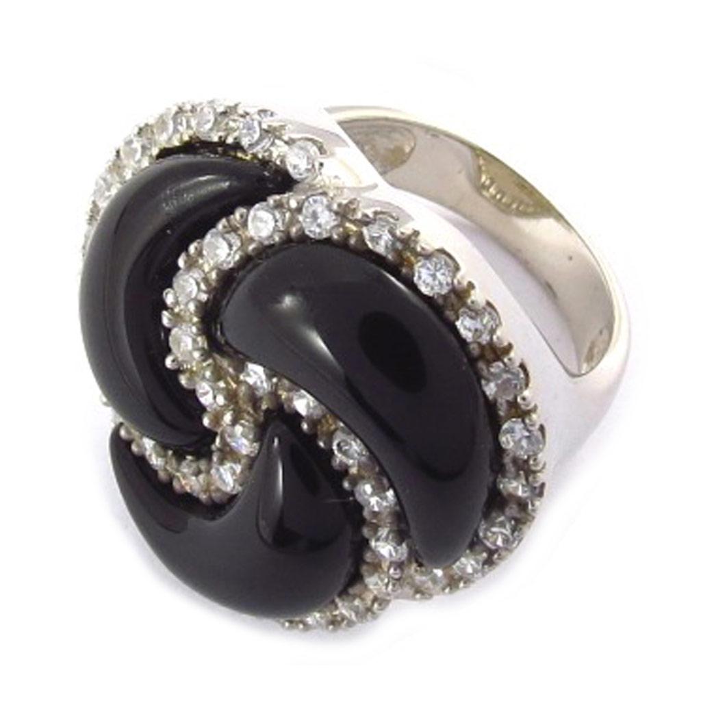 Bague Argent 'Romy' Noir Blanc - 25x25 mm