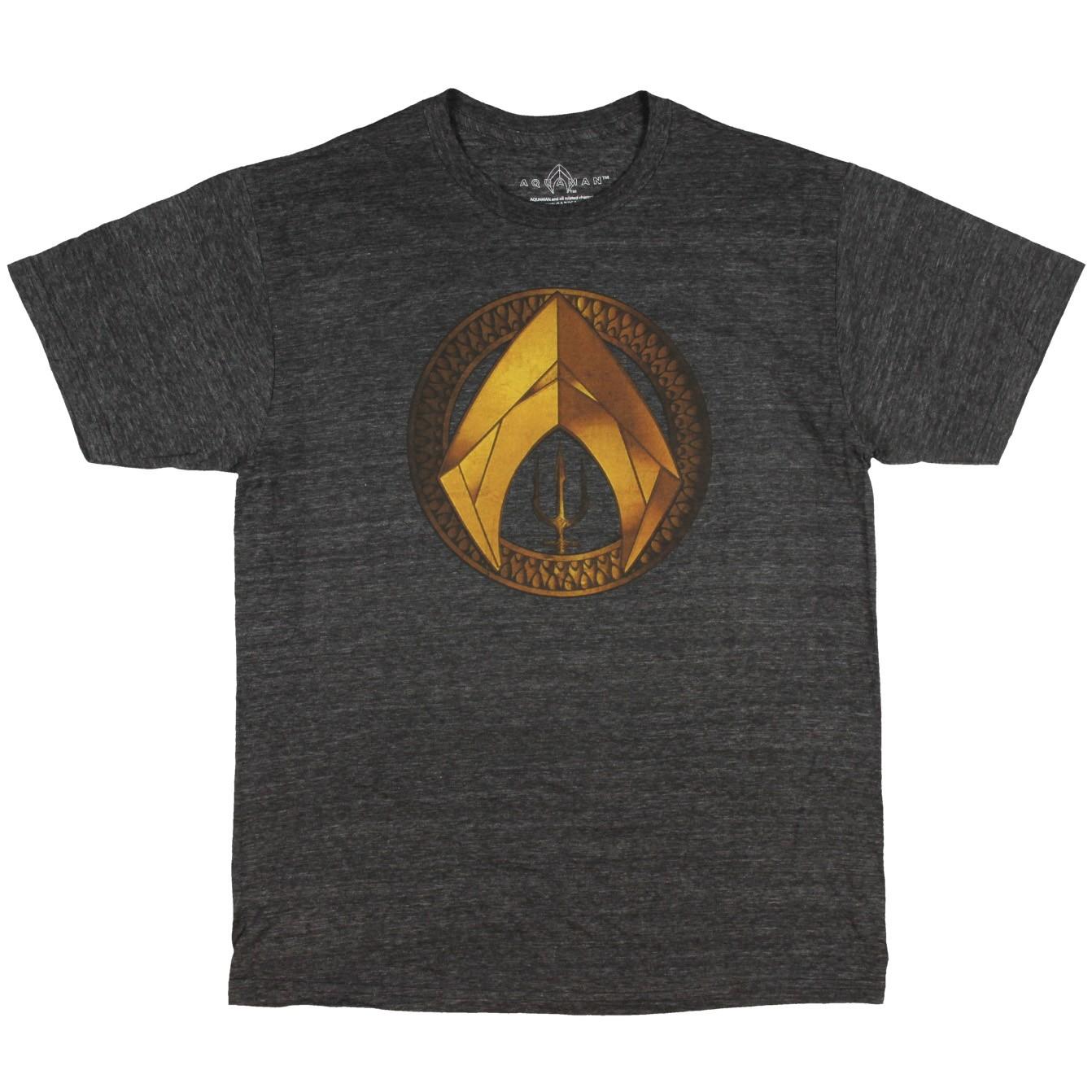 Aquaman Ornate Gold Logo nice Graphic Men s T-Shirt (Medium) S